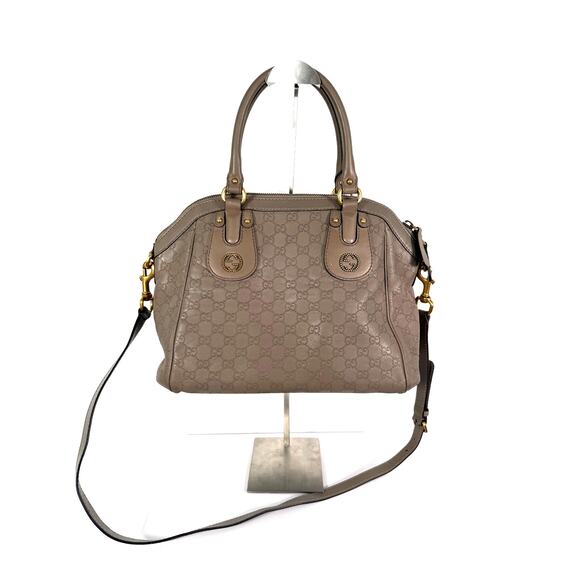 Gucci Brown Guccissima Scarlett Beige Hand Bag Shoulder Bag FREE COA - Picture 1 of 11